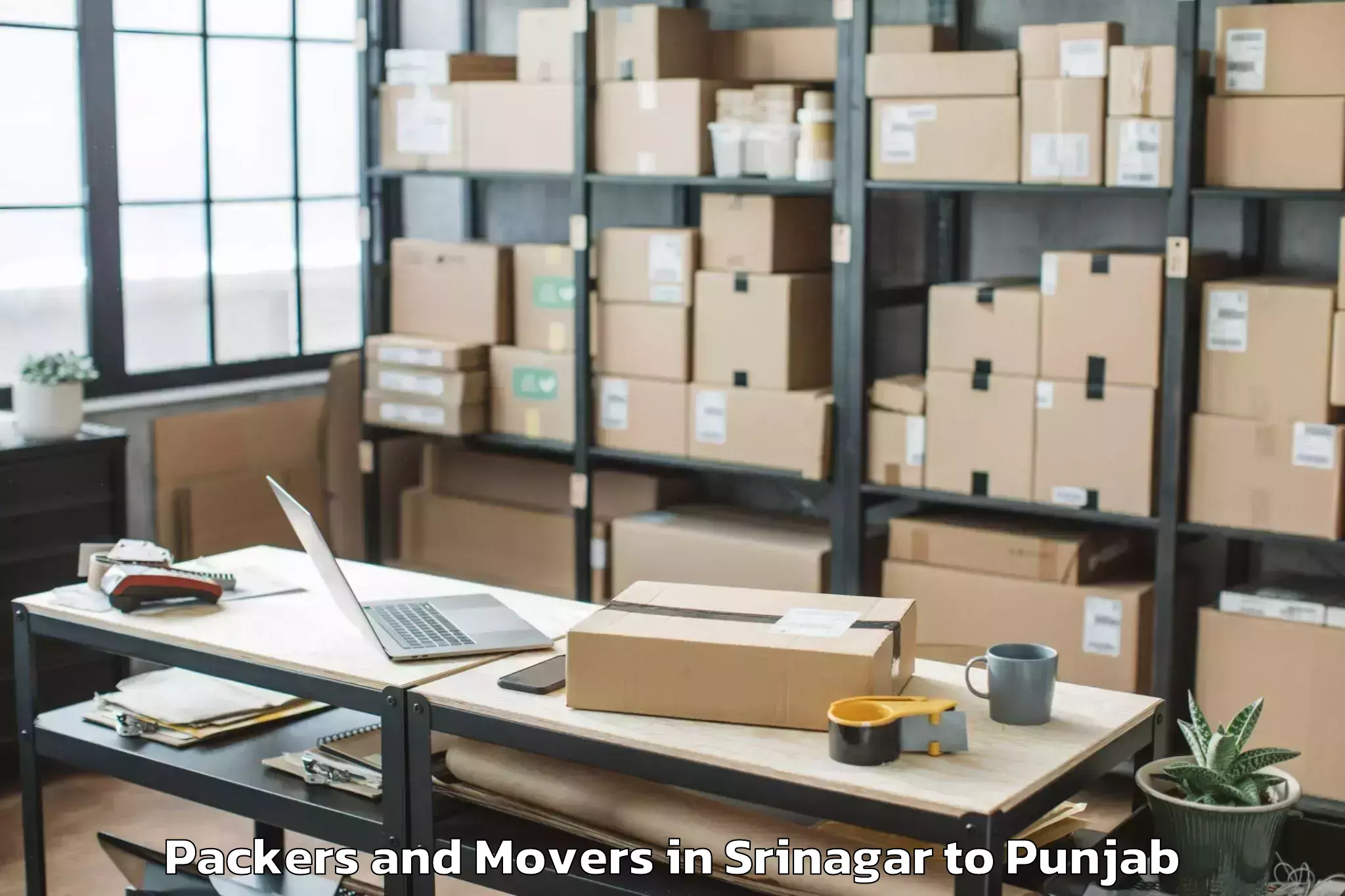 Trusted Srinagar to Sultanpur Lodhi Packers And Movers